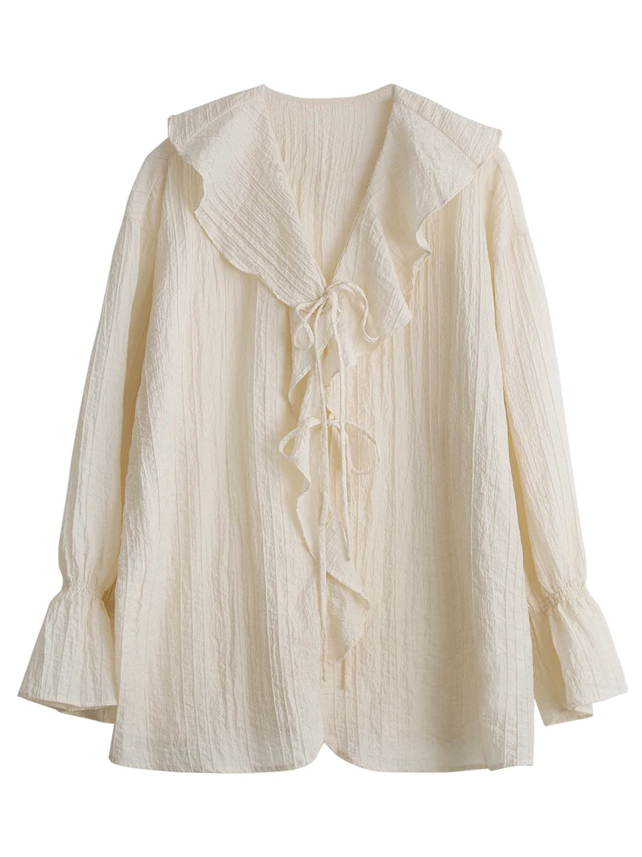 Diva Shirt Loose Casual Ruffled Edges Blouse