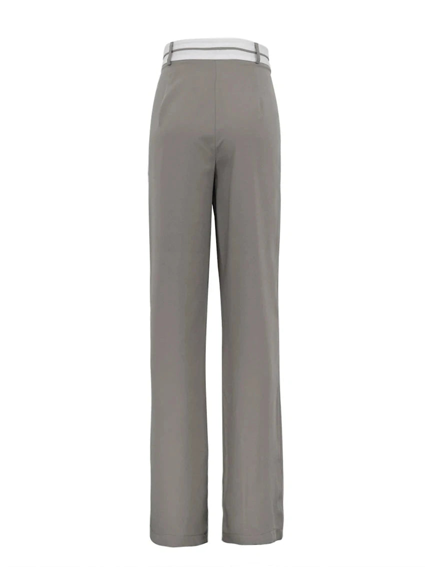 Chic Gray High-Waist Office Pants