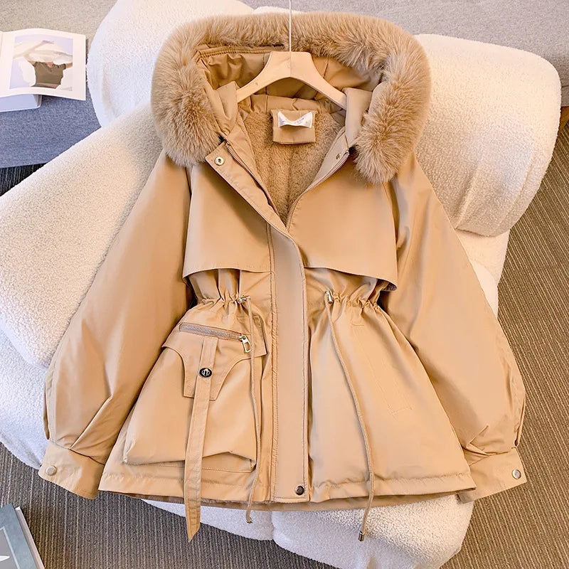 Diva Fleece Lined Hood Down Jacket