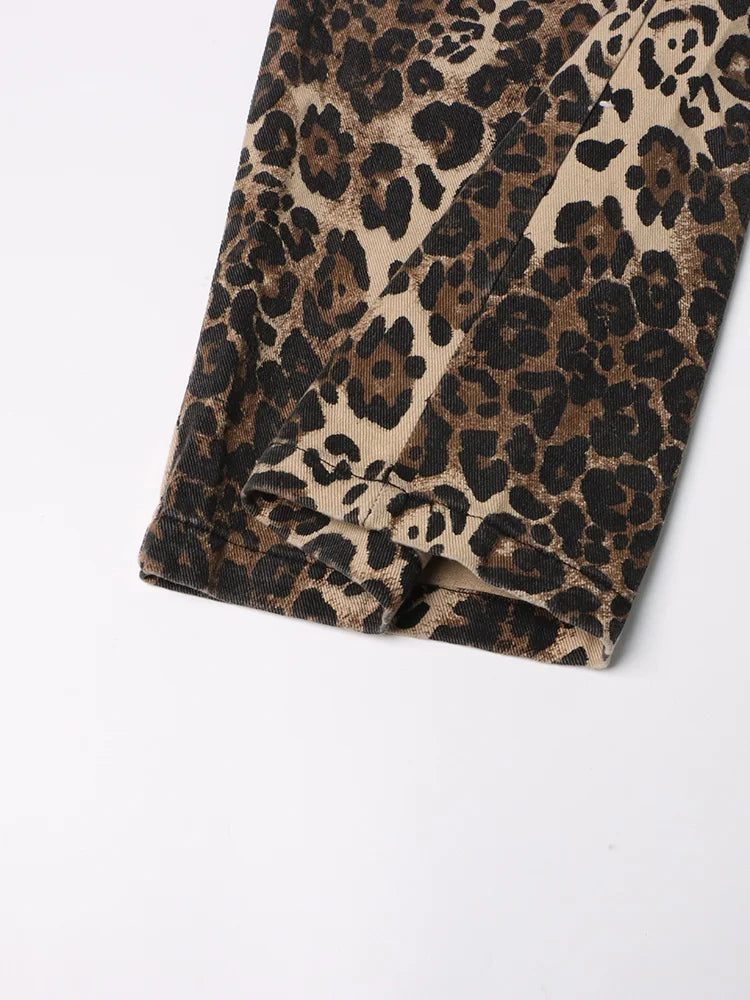 Leopard Ripped Wide Leg Jeans For Divas