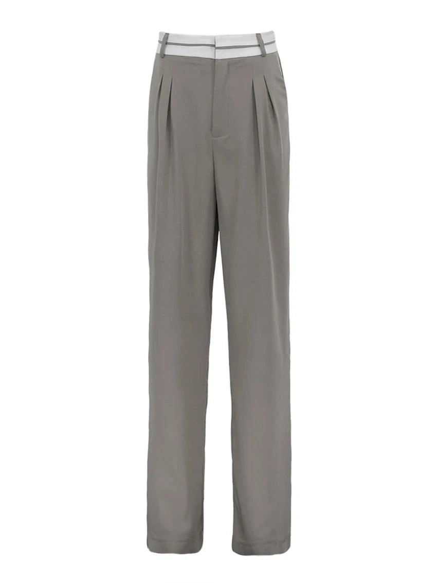 Chic Gray High-Waist Office Pants