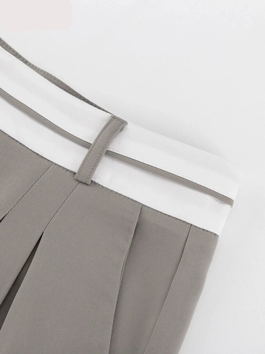 Chic Gray High-Waist Office Pants