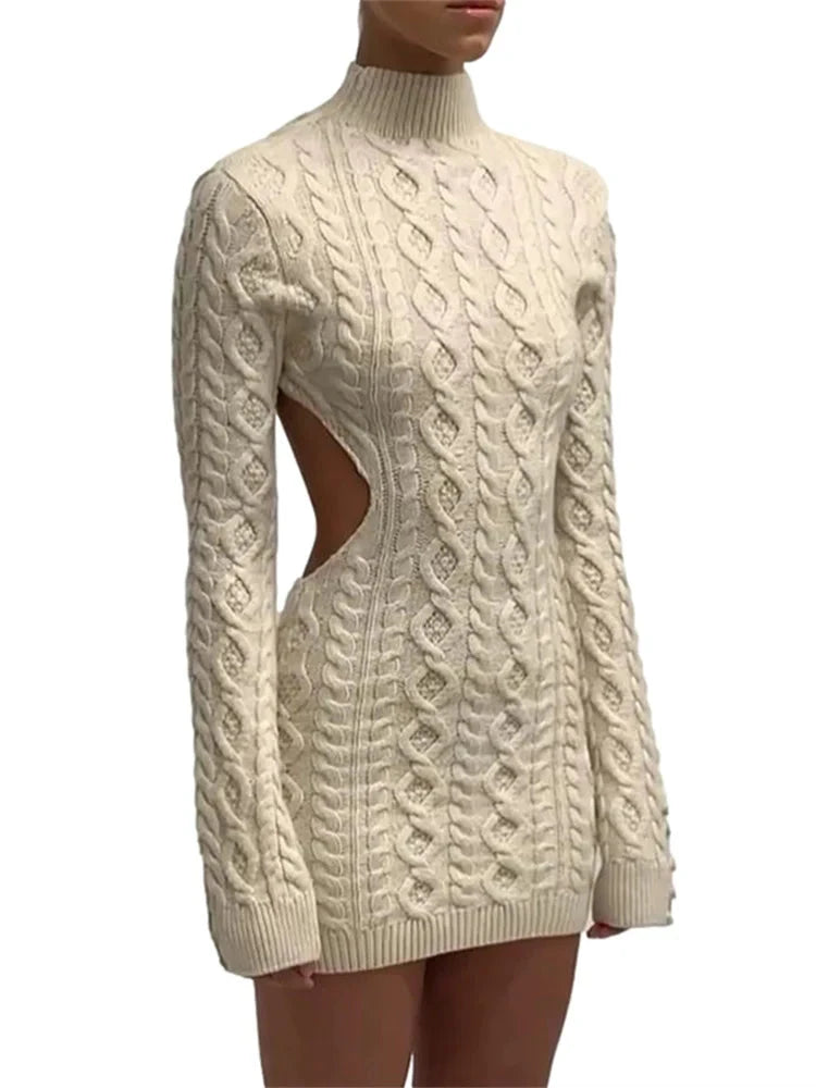 Diva Chic Knitting Backless Sexy Mini Dress