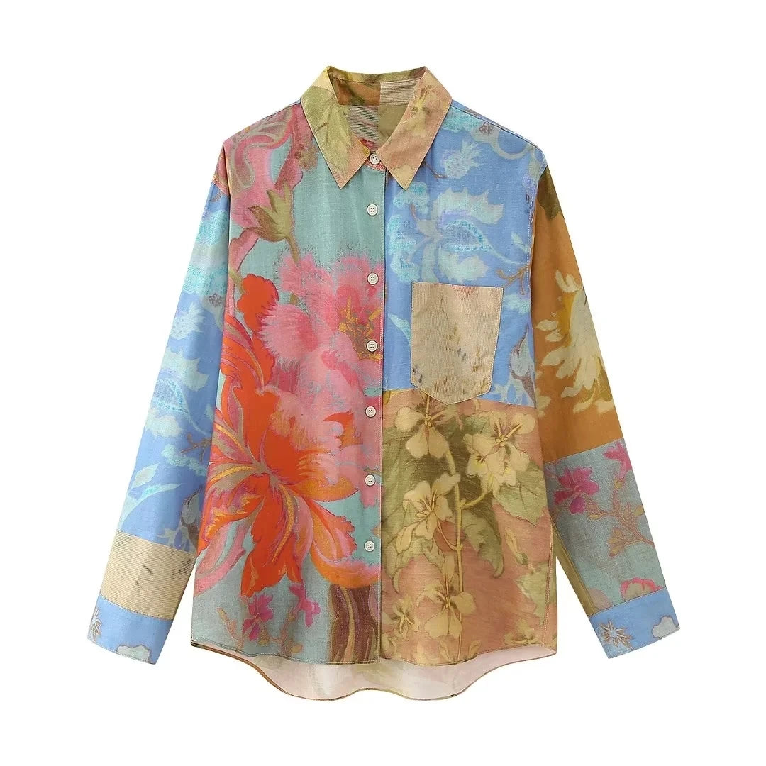 Femme Vintage Tie Dye Print Blouse