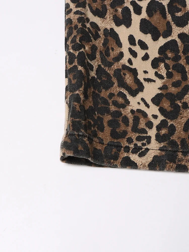 Leopard Ripped Wide Leg Jeans For Divas