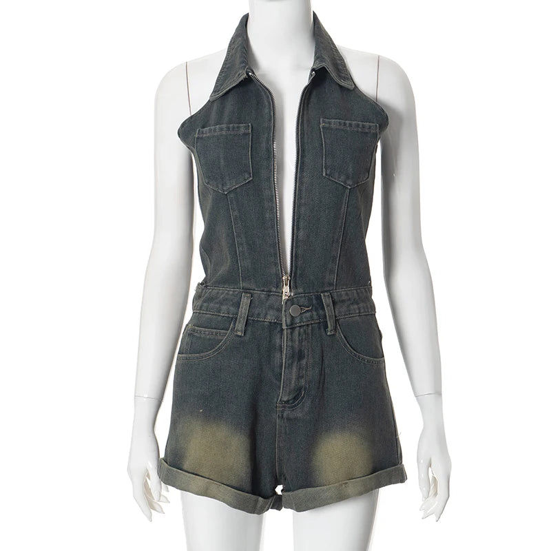 Ashley Denim Rompers