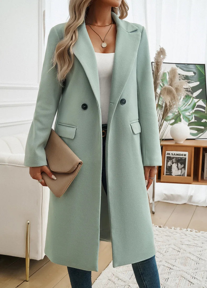 Trending Elegant Lapel Button Midi Coat