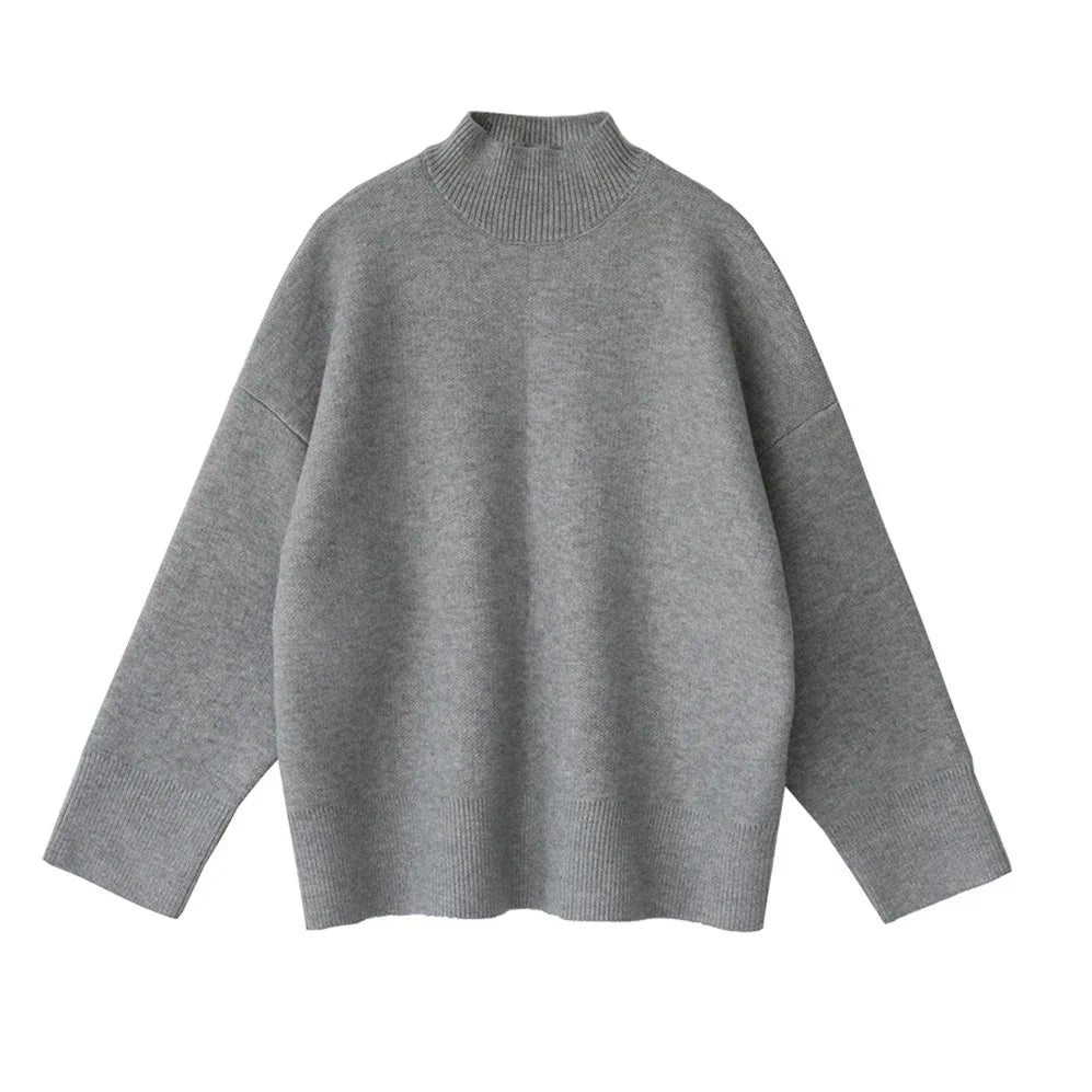 Diva Solid Turtleneck Loose Pullover Sweaters