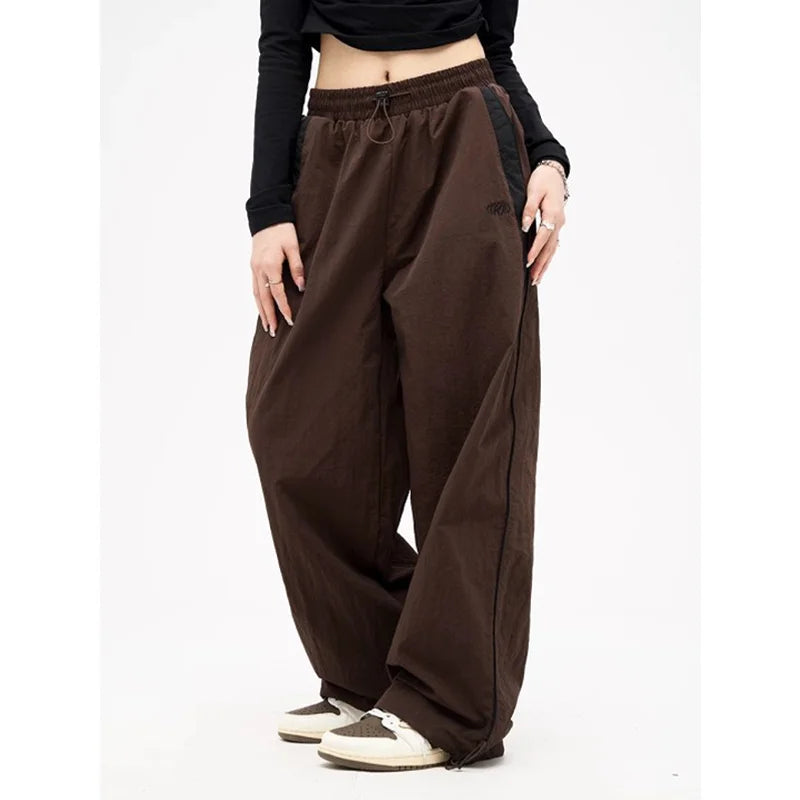 Divas Spring Retro Solid Loose Drawstring Trousers