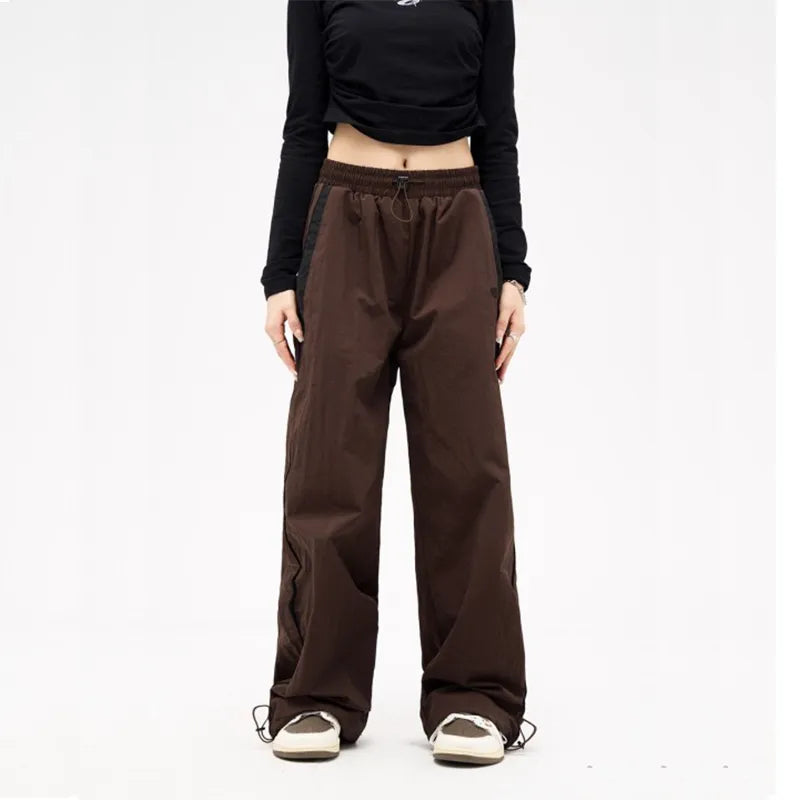 Divas Spring Retro Solid Loose Drawstring Trousers