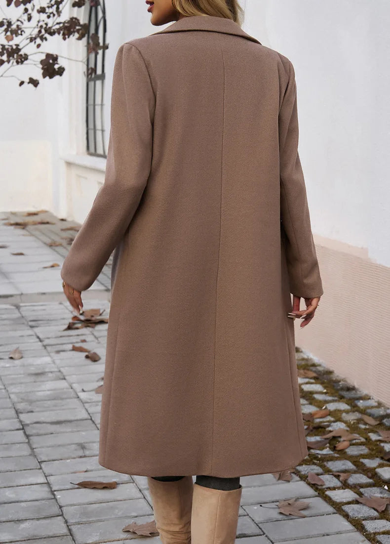 Trending Elegant Lapel Button Midi Coat