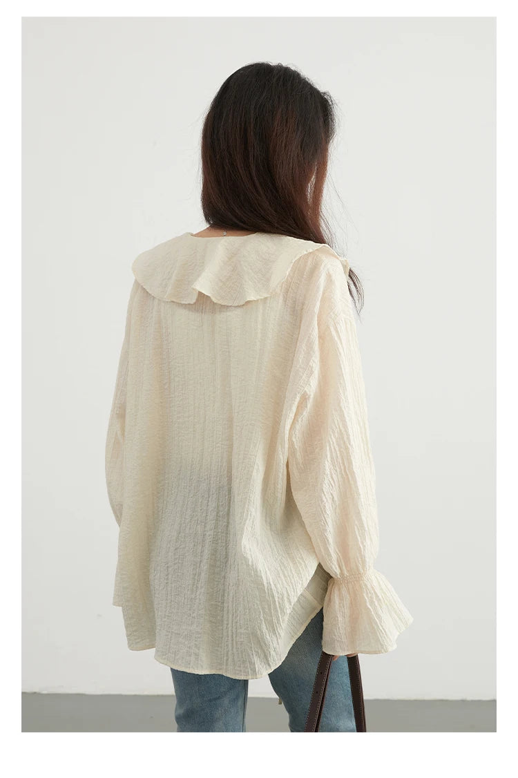 Diva Shirt Loose Casual Ruffled Edges Blouse