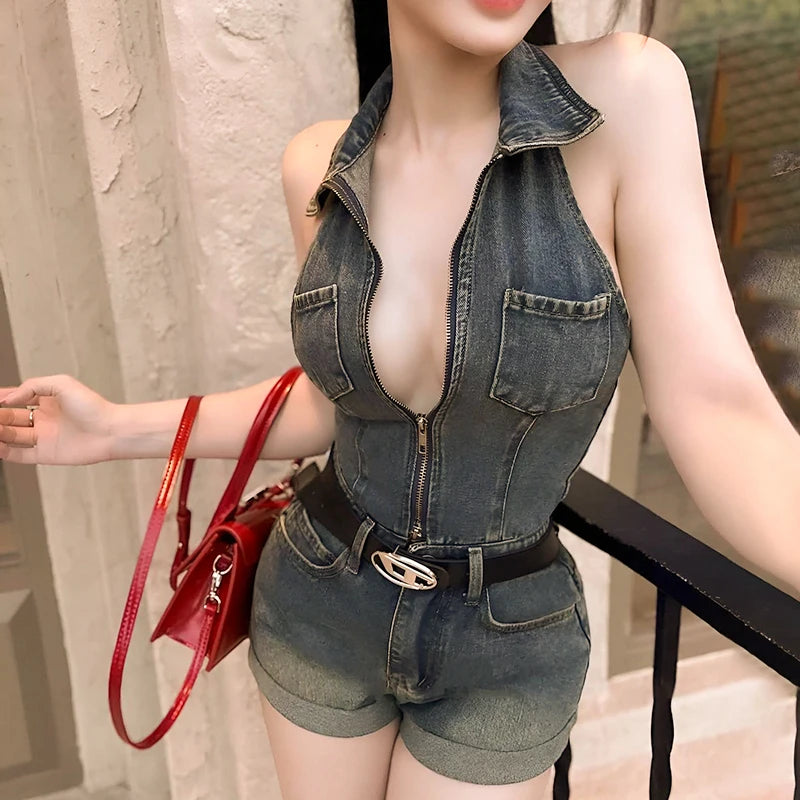 Ashley Denim Rompers