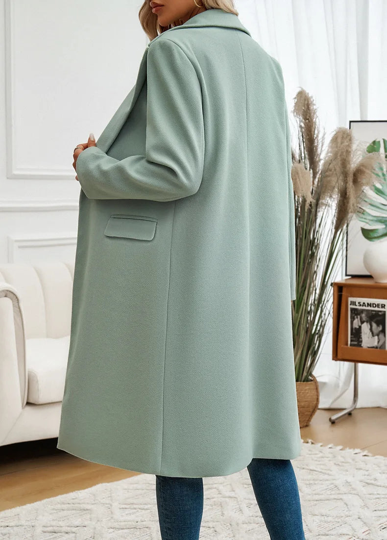 Trending Elegant Lapel Button Midi Coat