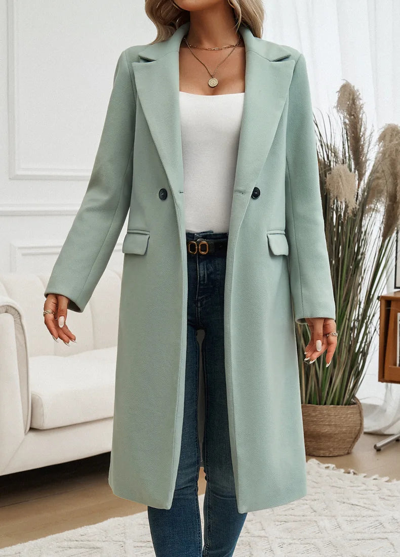 Trending Elegant Lapel Button Midi Coat