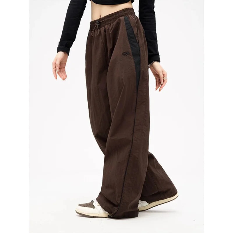 Divas Spring Retro Solid Loose Drawstring Trousers