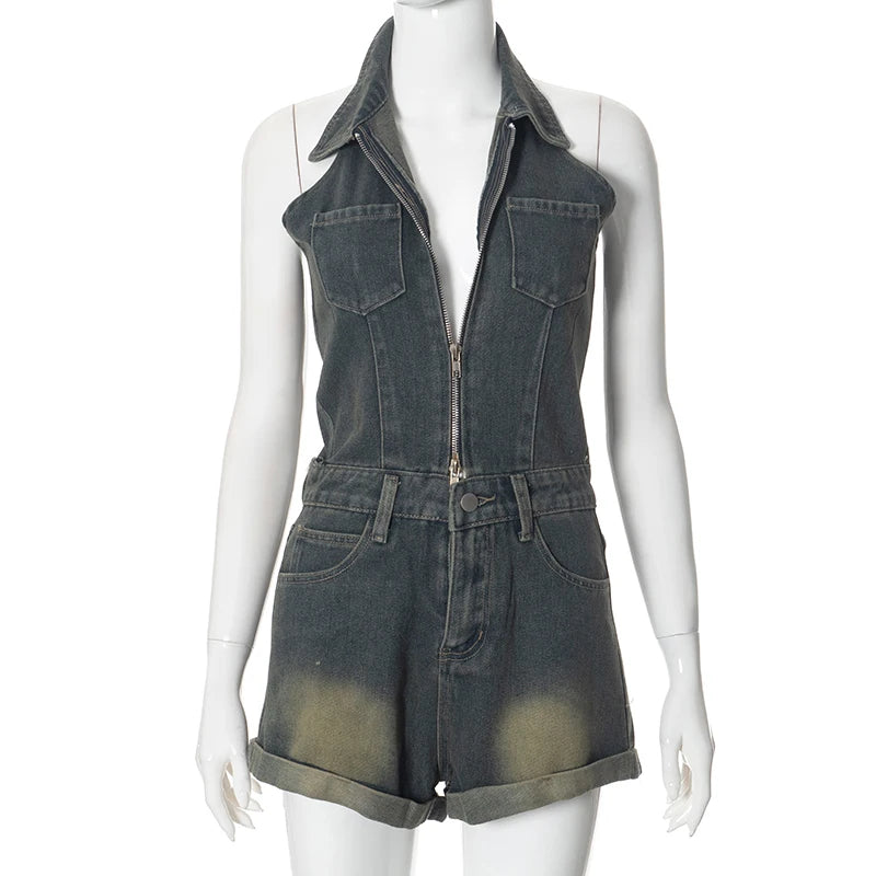 Ashley Denim Rompers