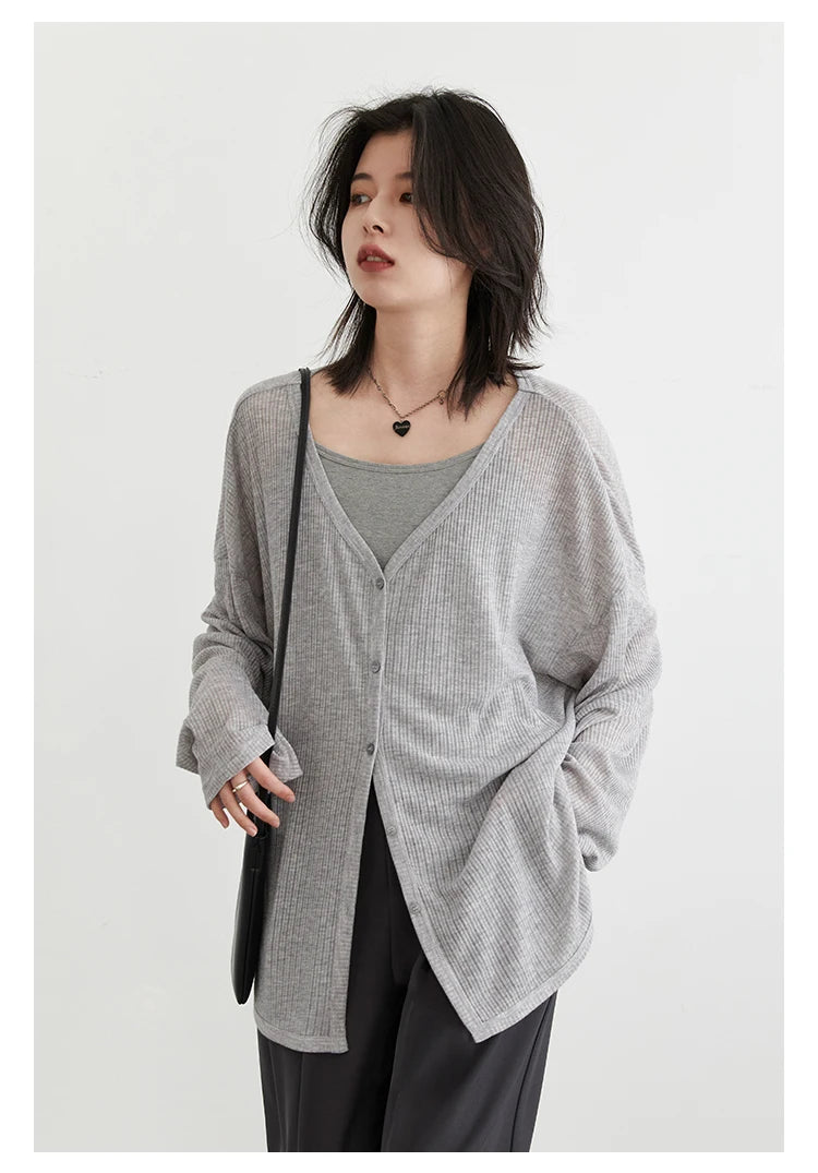 Diva Cardigan V-neck Long Sleeved Shirt